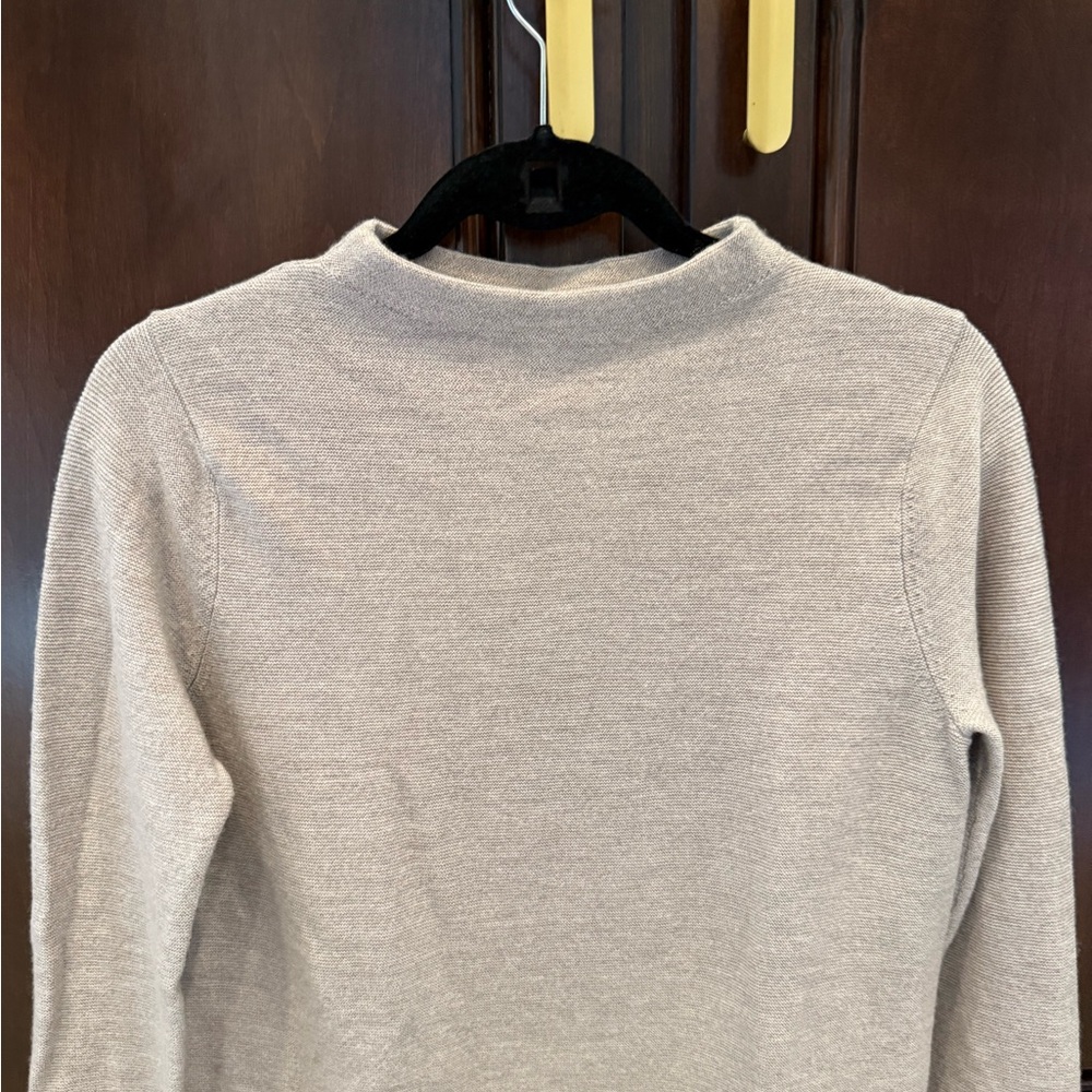 Taupe Club Monaco 100% wool mock turtleneck long sleeve cuffed sweater